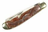 Pocket Knife With Lace Agate Inlays & Matching Base #327595-1